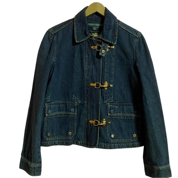 Lauren Jeans Company Denim Latch Front Jacket Sz Large